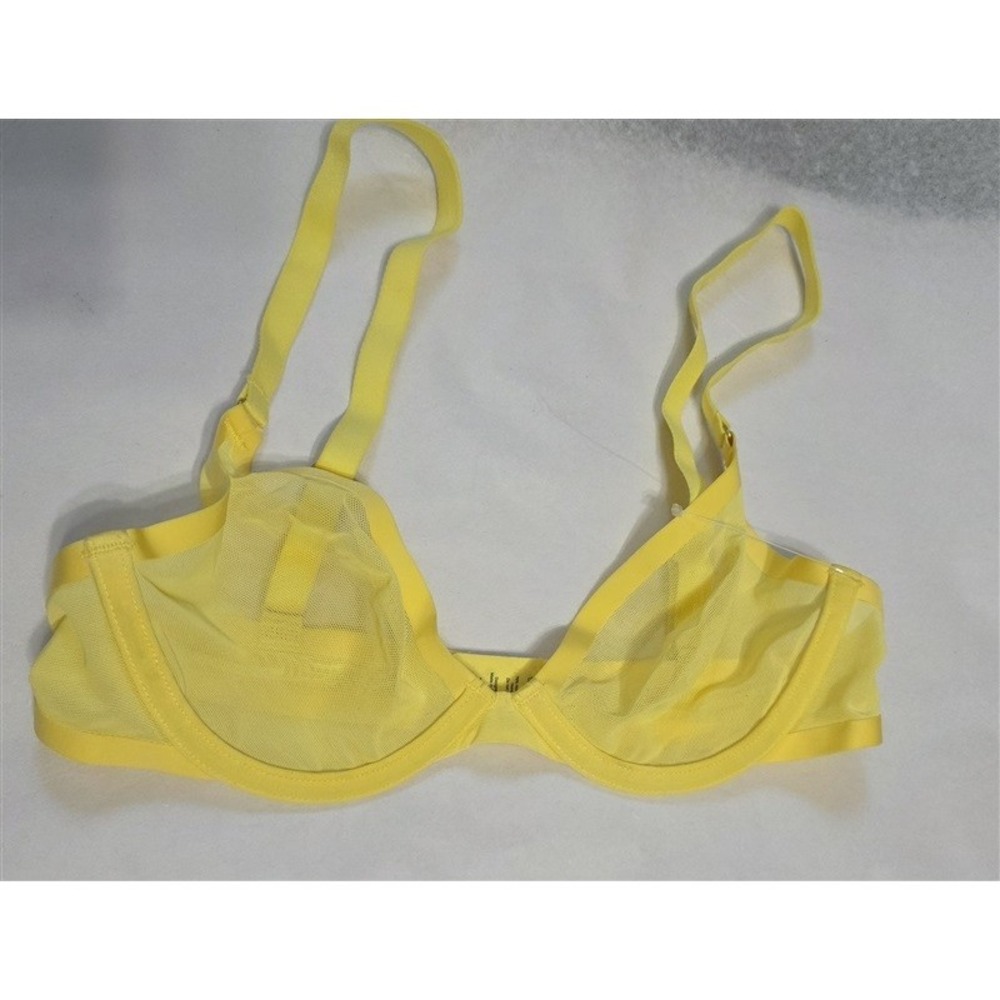 NWOT CUUP 30B The Plunge Mesh Yellow Sheer Underwire Bra 126734